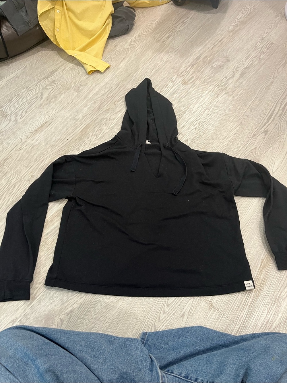 Lucky Brand Black Cropped Hoodie